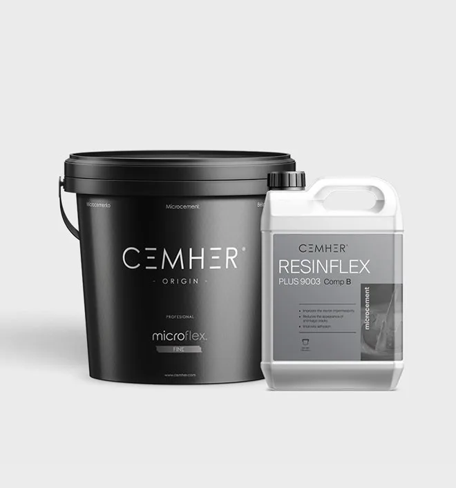 Vedro mikrocementa Microflex in kanister smole Resinflex Cemher