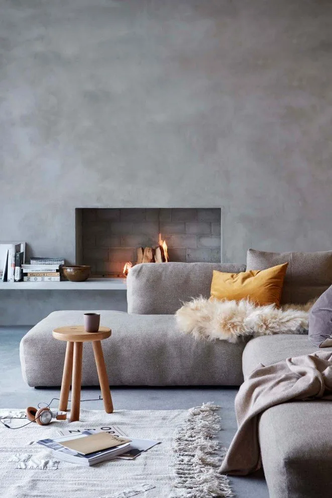 Tla mikrocement — kamin